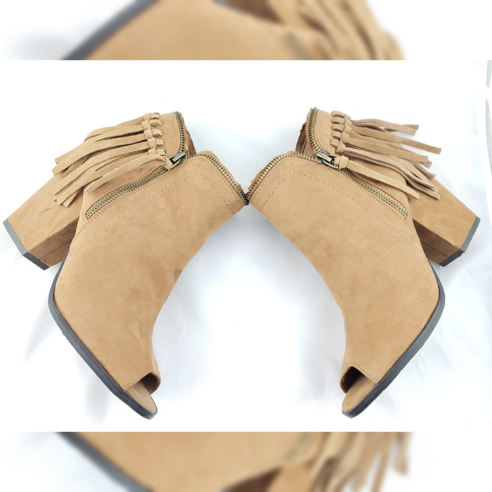 DV Peep Toe Booties with Fringe 9